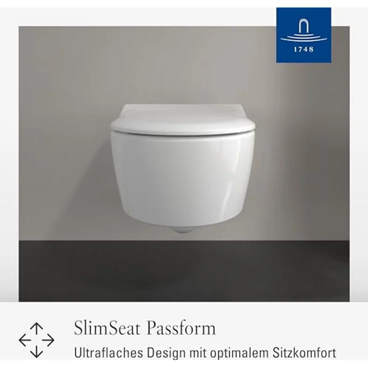 Villeroy & Boch Avento SlimSeat WC-Sitz - Toilettendeckel mit Absenkautomatik - Abnehmbarer, bruchsicherer Toilettensitz aus Duroplast - Ersatzteil - Klodeckel in D-Form - Weiß Alpin, glänzend – Bild 7