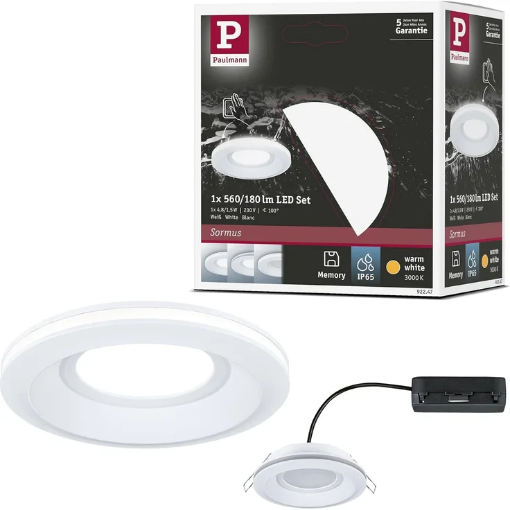 Paulmann 92247 LED Einbauleuchte Sormus 10cm Einzelleuchte rund weiß IP65
