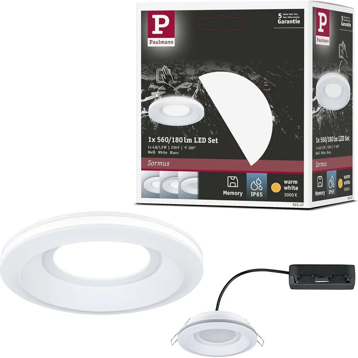 Paulmann 92247 LED Einbauleuchte Sormus 10cm Einzelleuchte rund weiß IP65 – Bild 1
