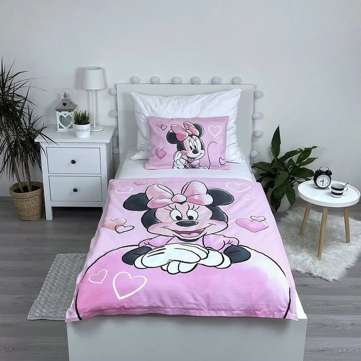 Disney Kinderbettwäsche Disney Minnie Maus Kinderbettwäsche 100x135 cm + Spannbettlaken, Renforcé, 2 teilig – Bild 2