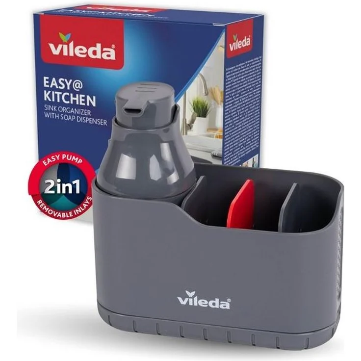 Vileda Küchenorganizer-Set Spülbeckenorganizer mit Seifenspender Polypropylen, (Set, Set), mit Seifenspender für Schwämme & Bürsten – Bild 4