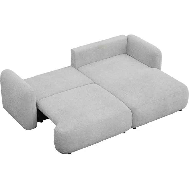 Selsey Tvoya Ecksofa mit Schlaffunktion, Ottomane rechts, Bouclé Hellgrau – Bild 9