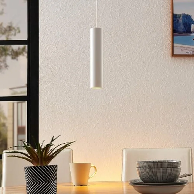 Arcchio Pendelleuchte Ejona, moderne Hängelampe in Weiß aus Aluminium, 1 flammig, GU10 für Esstisch und Flur – Bild 3