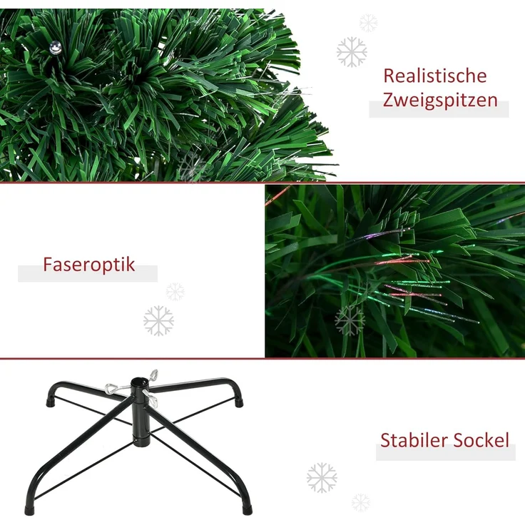 HOMCOM Künstlicher Weihnachtsbaum Weihnachtsbaum, Tannenbaum, Lichtfaser LED Christaum, Grün, 120 cm – Bild 7