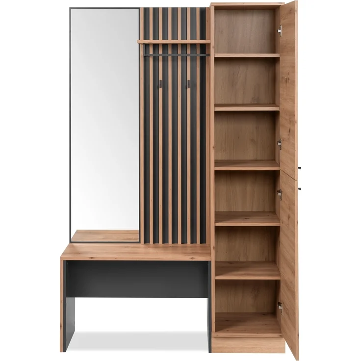 Kompaktgarderobe >Medan< in Dekor Artisan Oak / anthrazit - 122x190x37cm (BxHxT) – Bild 7