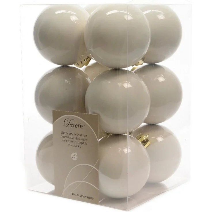 LS-LebenStil Weihnachtsbaumkugel 12 Design Weihnachtskugeln 6cm Woll-Weiß Set Kunststoff Weihnachtsbaum (12 St), Bruchsicher Christbaumschmuck Weihnachtsbaumschmuck Deko Kugeln – Bild 2
