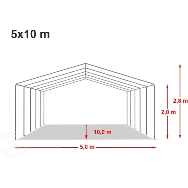 TOOLPORT Lagerzelt 5x10 m Zelthalle Unterstand Weidezelt PVC Plane 700 N wasserdicht in weiß – Bild 10