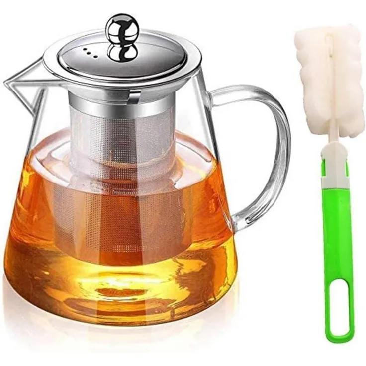 Teekanne Borosilikatglas mit Siebeinsatz 1300ML Spülmaschinenfest