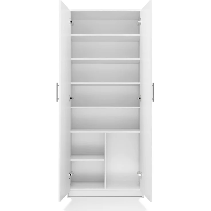 Home Collective Mehrzweckschrank Schrank weiß 74cm Breite 180cm Höhe mit sechs Einlegeböden mit Extrafach, Aktenschrank Haushaltsorganisation aus MDF-Holz – Bild 8