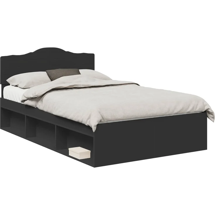 vidaXL Bettrahmen Schwarz 120 x 200 cm Massives Kiefernholz 3412917 – Bild 1