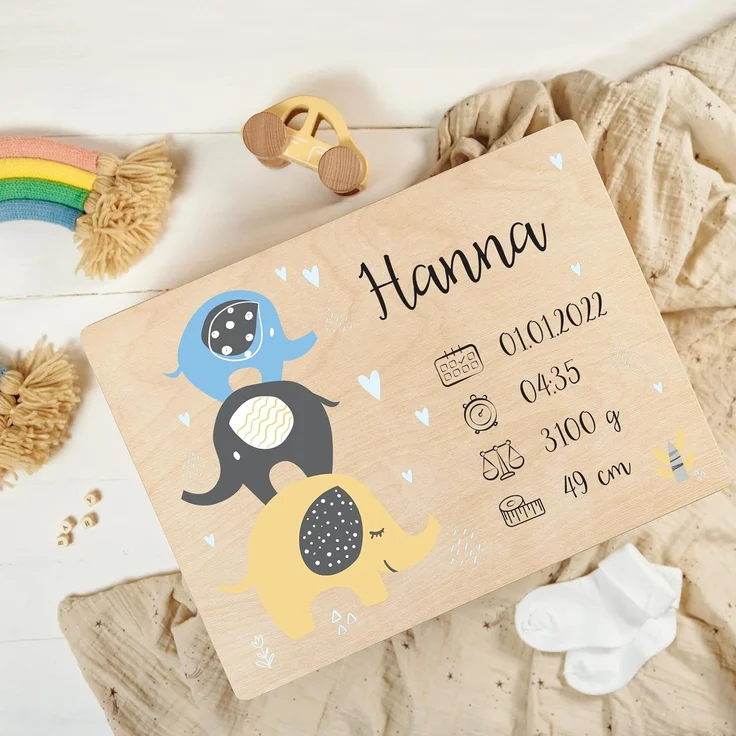 Creative Deco Holzkiste Erinnerungsbox Baby, Geschenk zur Geburt, Natur 40 x 30 x 14 cm – Bild 4