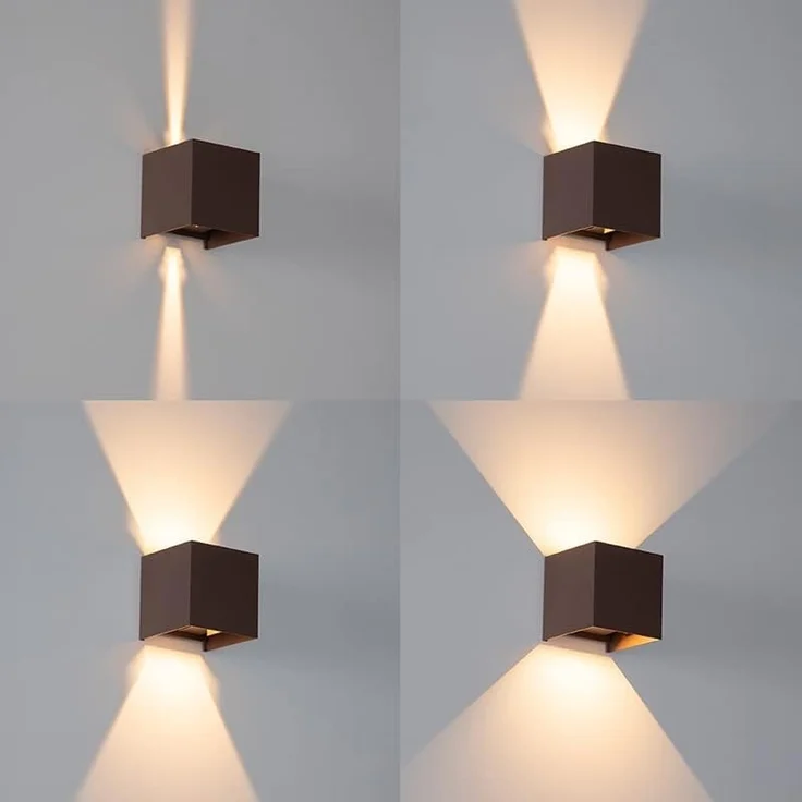 Qazqa Außen-Wandleuchte Edwin, LED fest integriert, (nicht austauschbare) LED, Braun, Modern, Aluminium, 1-flammig – Bild 2