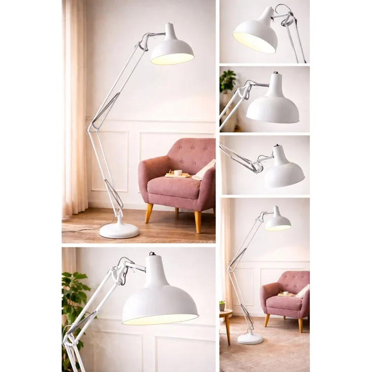 Moderne Stehlampe Industrial und flexiblem Arm Weiß 8018-3A