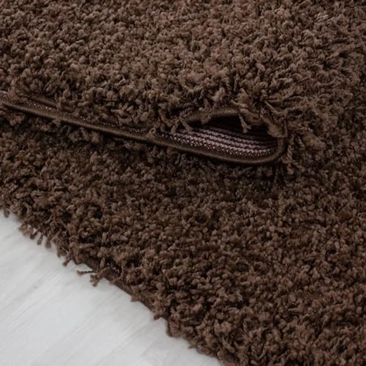 Carpetsale24 Shaggy Hochflor Teppich 60x110 cm Braun weich flauschig modern einfarbig Für Flur oder kleine Räume für Wohnzimmer Schlafzimmer Flur – Bild 4