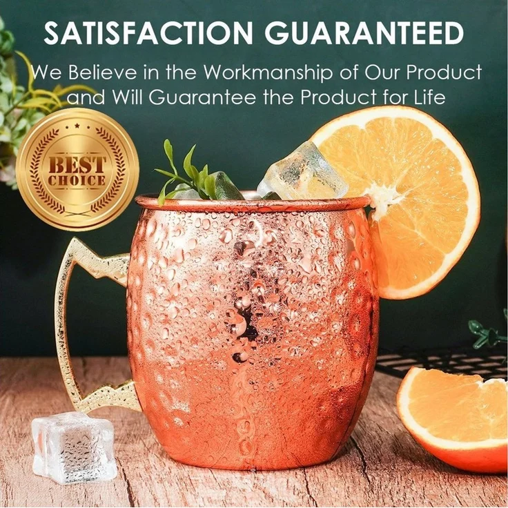 Faizee Möbel Tasse Cocktailglas Moscow Mule Becher Kupferbecher 500ml Fassungsvermögen, 1-tlg, Kupfer/Edelstahl – Bild 4
