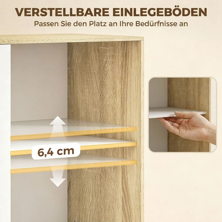 HOMCOM Kleiderschrank, MDF, Kiefernholz, Eiche+Weiß, 120 x 50 x 187,5 cm – Bild 6