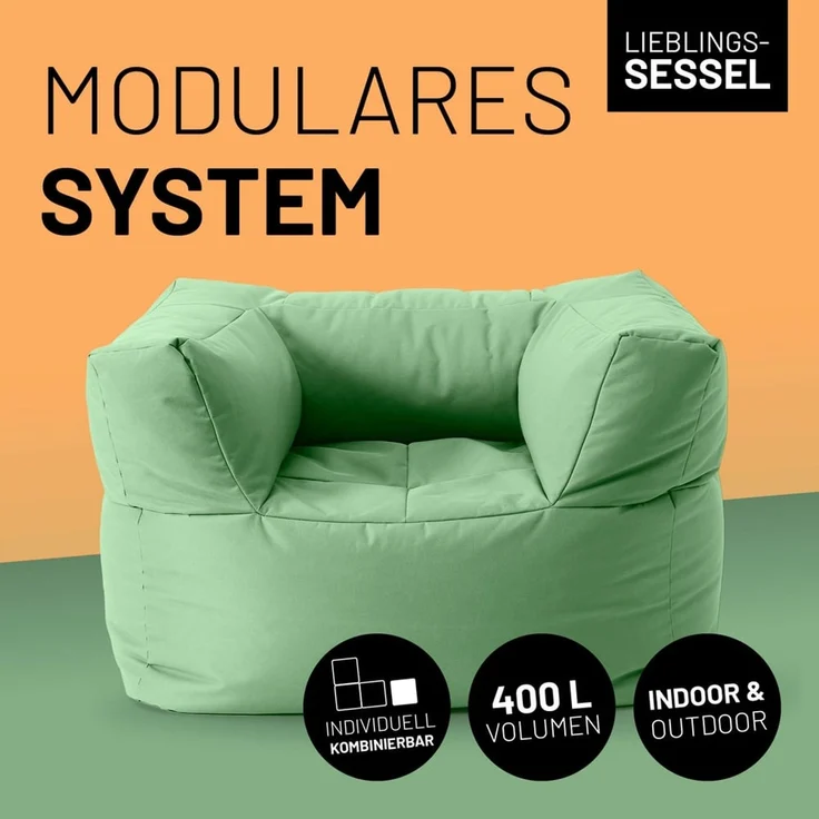 Lumaland Sitzsack-Sessel Modular 96x72x70cm pastellgrün – Bild 2