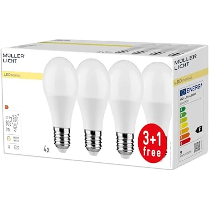 Mueller-Licht 400255 LED E27 Gluehlampenform 10W = 60W Warmweiß (Ø x L) 60x10, mm Weiß – Bild 2