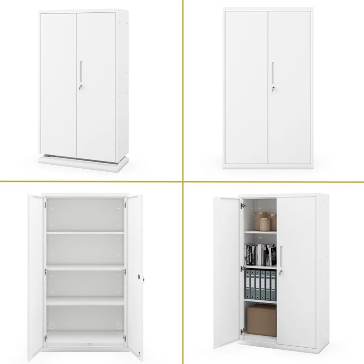 Metallschrank mit Sockel RUEL - 160x90x40cm Weiß | Büroschrank Aktenschrank Stahlschrank Fachbodenschrank Werkstattschrank – Bild 7