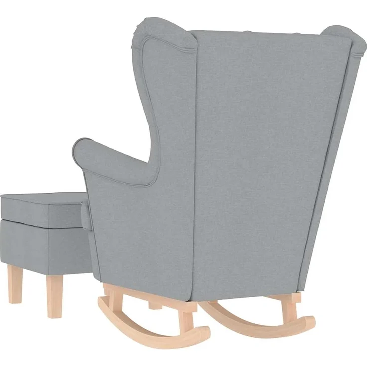 vidaXL Schaukelstuhl mit Fußhocker Hellgrau Stoff 3307997 – Bild 5