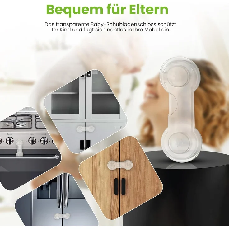 10 Stk. Offgridtec Türsicherung für Baby Schubladensicherung Kindersicherung Türriegel Transparent – Bild 5