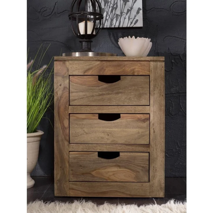 Rollcontainer Sheesham 45 x 40 x 60 grau geölt NATURE GREY #714 – Bild 4