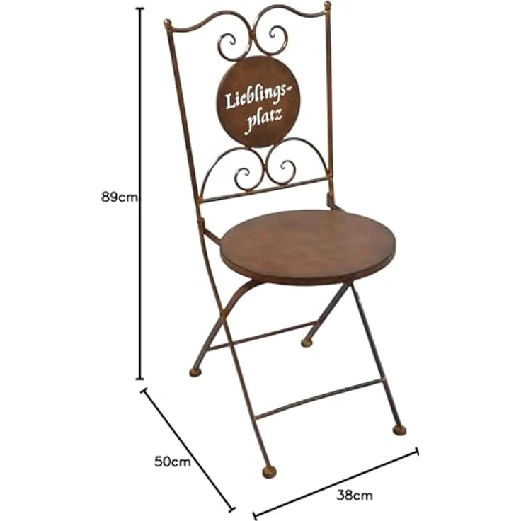 Levandeo® Gartenstuhl, Stuhl Gartenstuhl H89cm Klappstuhl Garten-Deko Rot Rostoptik – Bild 3