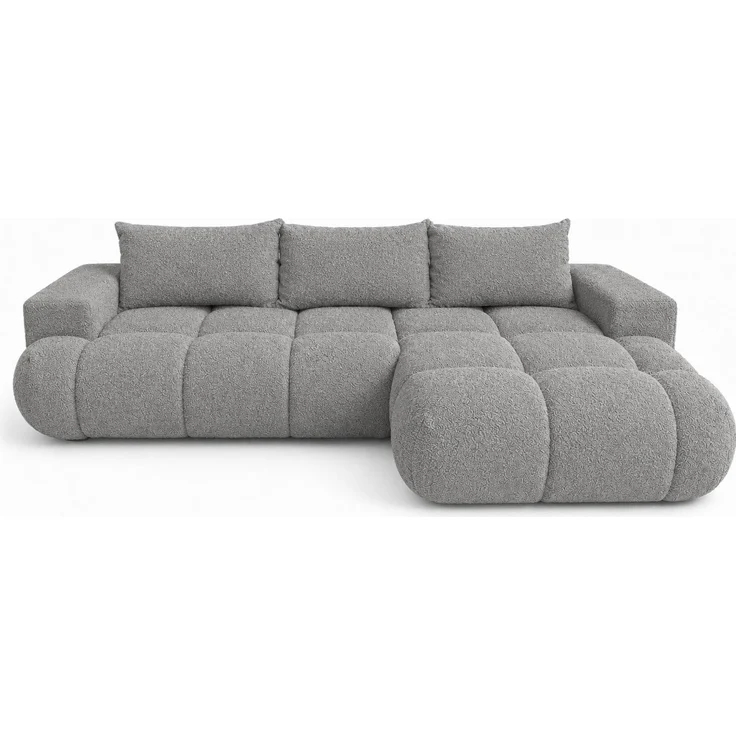 KRISAN MÖBEL Ecksofa BUBBLE in Grau mit Schlaffunktion & Ottomane rechts, modernes Polstersofa, 275 × 73 x 170 cm, Liegefläche 160 × 216 cm – Bild 1
