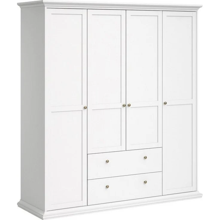 Home affaire Kleiderschrank Paris Drehtürenschrank, Aufbewahrung Kasten Schrank Stauraum mit 4 Türen, 11 Facher, Kleiderstange, 2 Schubladen, Breite 181 cm – Bild 4