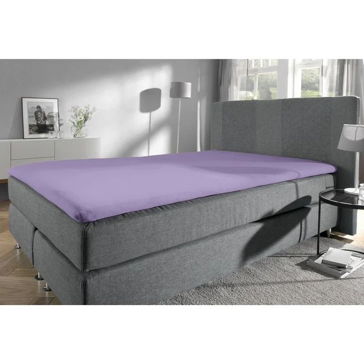 Erwin Müller 'Freising' Spannbettlaken, Gummizug: Rundumgummi, 1 Stück, Elasthan-Jersey-Stretch Uni, Flieder, 120x200 cm - 130x220 cm – Bild 3