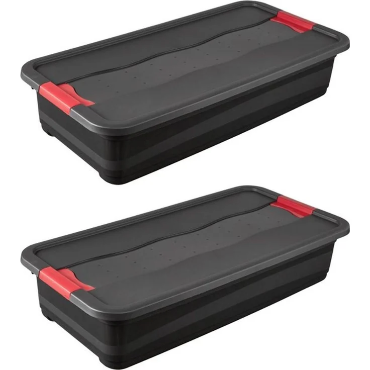 keeeper Transportbehälter eckhart, 2er Set Transporbox, 33 L, 79,5 x 39,5 x 17 cm, (Set, 2-St), seitl. Clips, Griffe am Boden, stoßfeste Seitenwände, robuster Deckel – Bild 4