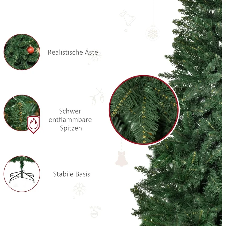 HOMCOM Künstlicher Weihnachtsbaum 180 cm, 724 Zweige, Kieferbaum, realistisches Aussehen, Grün – Bild 6