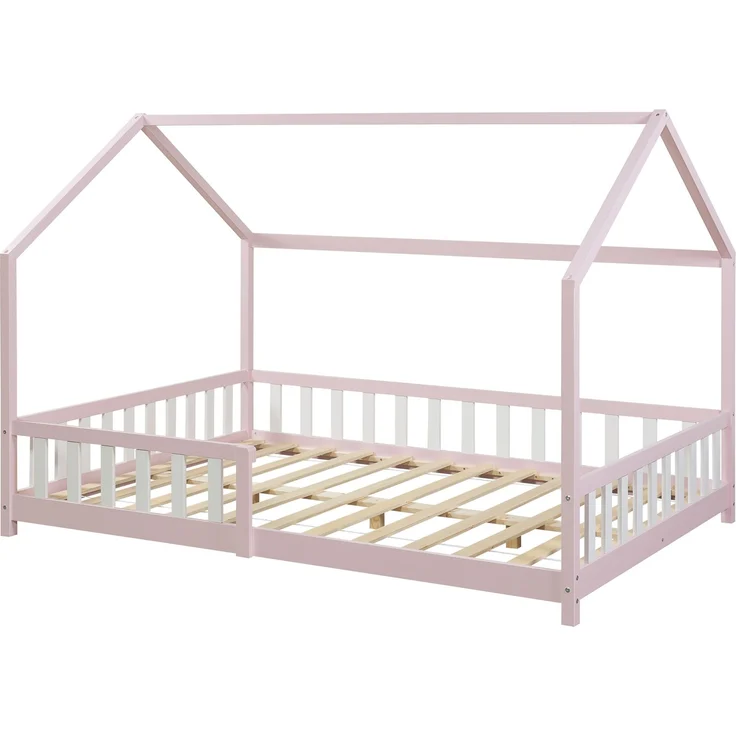 Hausbett Hesel mit Rausfallschutz 120x200cm Rosa [en. casa] – Bild 2