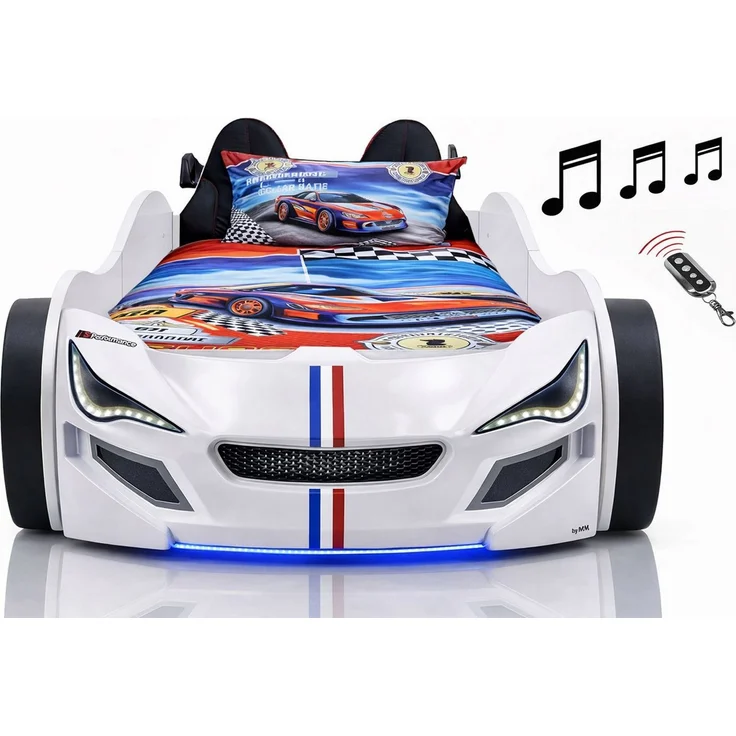 Aileenstore Autobett TURBO GTE (inkl. Zubehör), Kinderbett 90x200, Lattenrost,LED,Unterbodenlicht,Sound,Fernbedienung – Bild 1