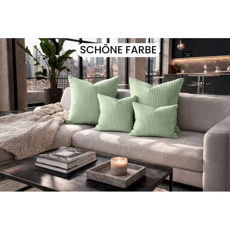 Amilian Dekokissen Sofakissen 4er Set mit Füllung - 2x 45x45 + 2x 35x45 cm, Hotelverschluss, waschbar, formstabil – Bild 4