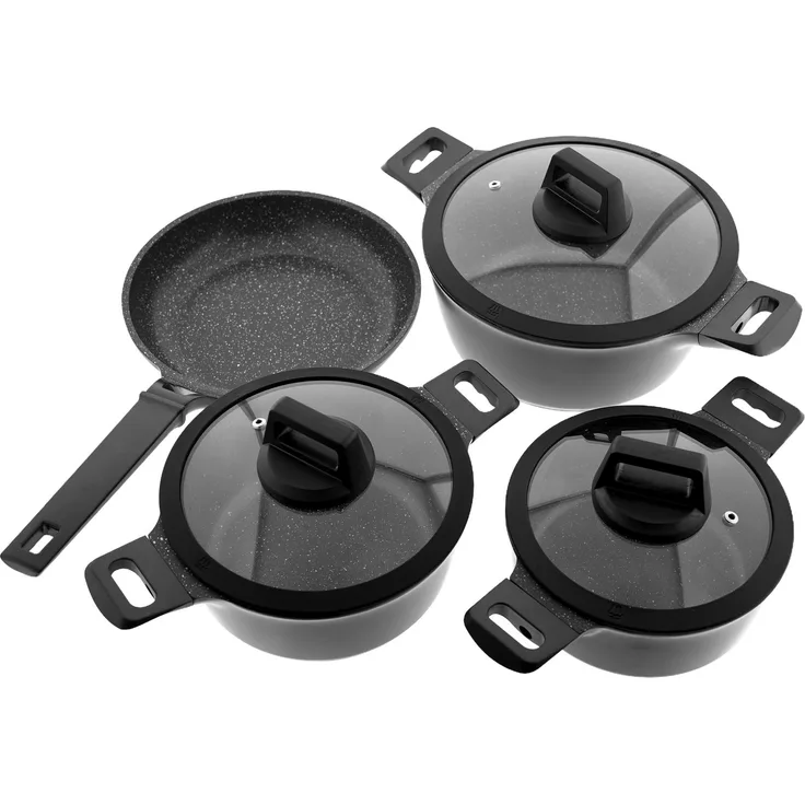 Kochgeschirr Set 7tlg Topfset Koch-/Braten-Topf-Set Induktion Kochtopfset Aluminium