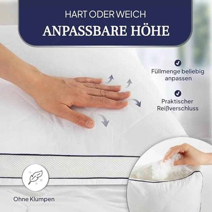 Gentle North Microfaserkissen Kopfkissen in Hotelqualität flauschige, gut gefüllte Schlafkissen, Füllung: Polyester, Rückenschläfer, Seitenschläfer, Bauchschläfer, Seitschläfer – Bild 6
