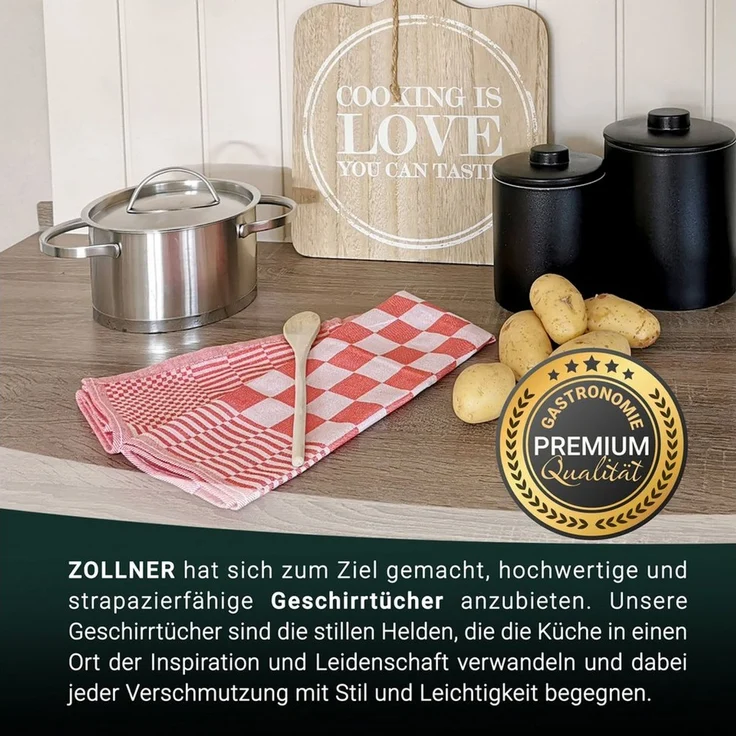 ZOLLNER Geschirrtuch, (Spar-Set, 6-tlg), 65 x 65 cm, 100% Baumwolle, vom Hotelwäschespezialisten – Bild 3