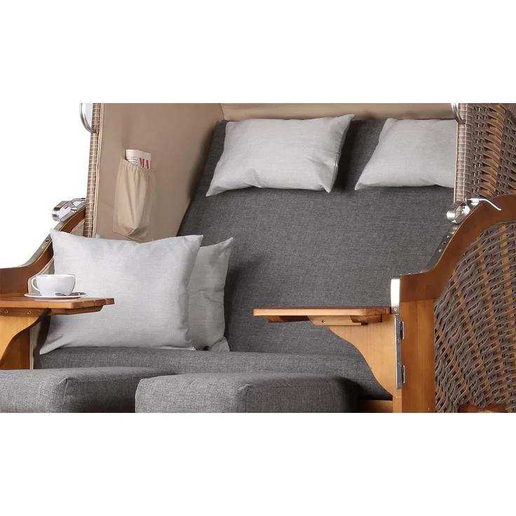 Strandkorb Komplettset - bene living - Schleswig Pinie - PE mokka - Modell 558 – Bild 3