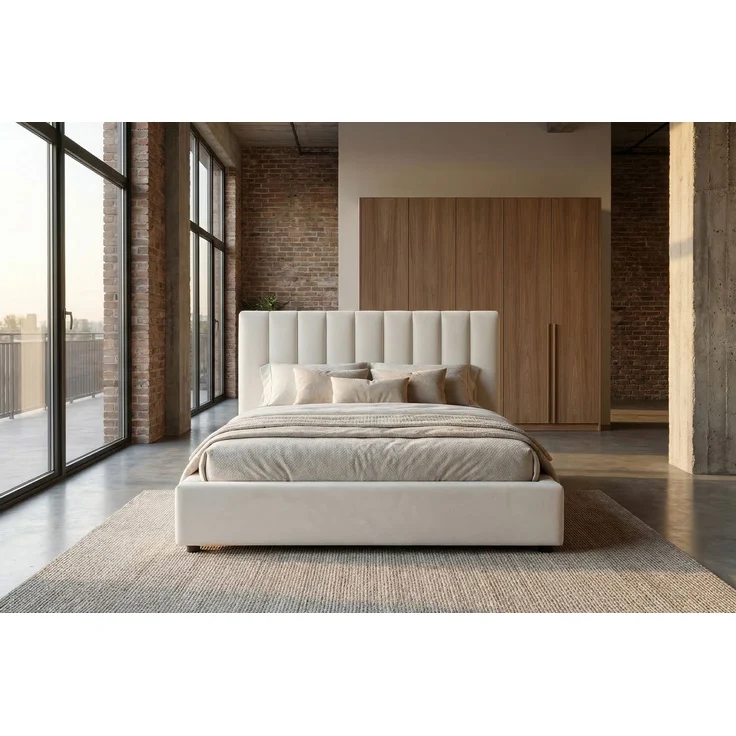 KAWOLA Bett CATTURA Polsterbett Velvet creme 160x200cm mit Lattenrost – Bild 5