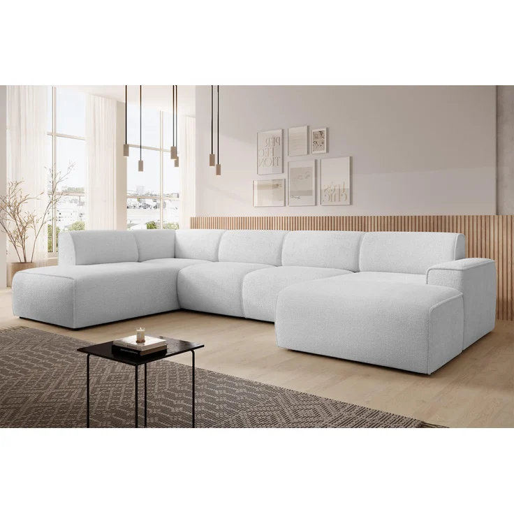 AX LIVING XXL Sofa U Form Didim Perlweiß 378ncm modern & großzügig L