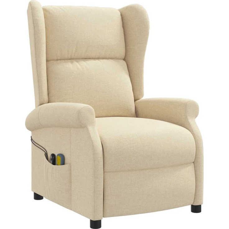 vidaXL Wing Back elektrischer Massagesessel Creme Stoff 3460298 – Bild 3