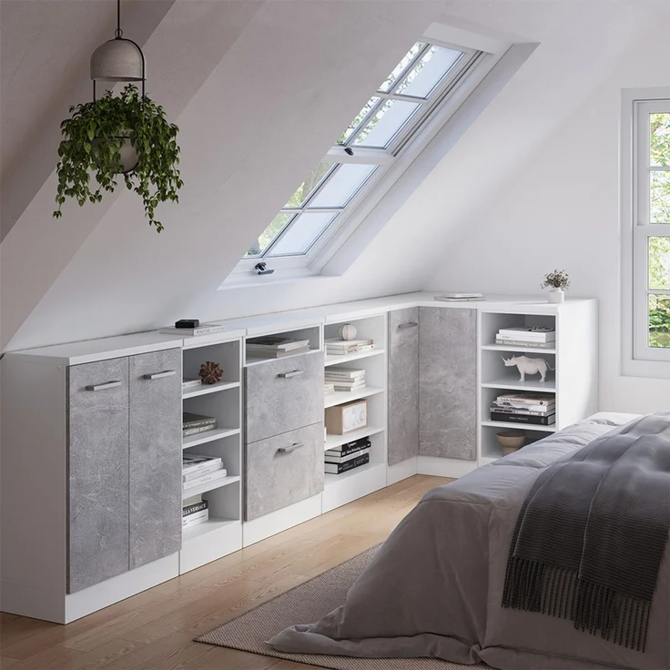 Küchenschrank für Dachschrägen R-Line Weiß 80 cm mit 4 Fächern, Schrankkorpus 60 cm Tiefe Vicco – Bild 5