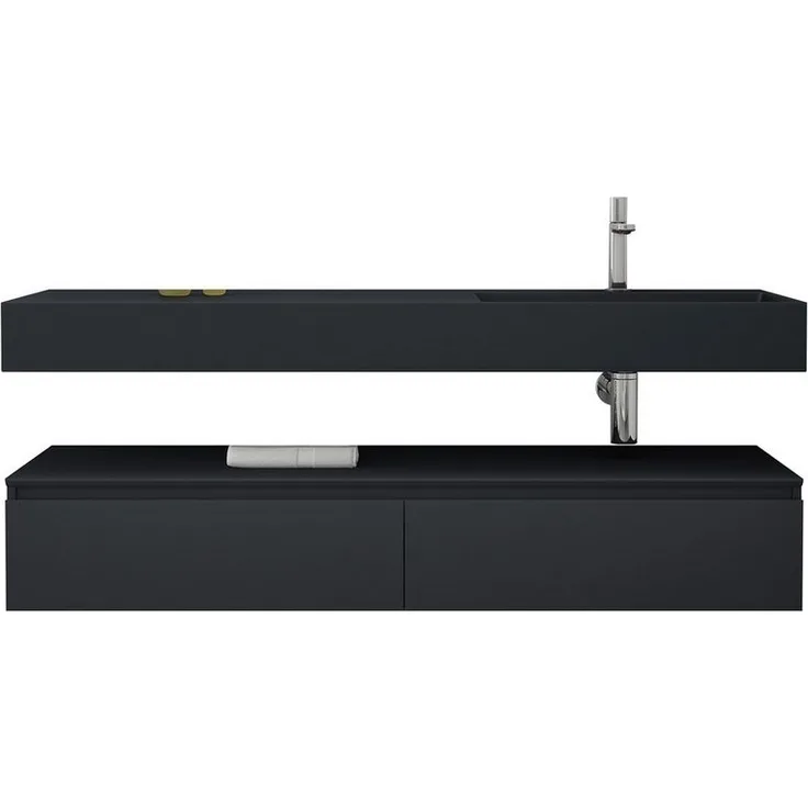 doporro Waschbeckenunterschrank Badmöbel Set Holzstruktur Schubladen Unterschrank Soft-Close MDF UP