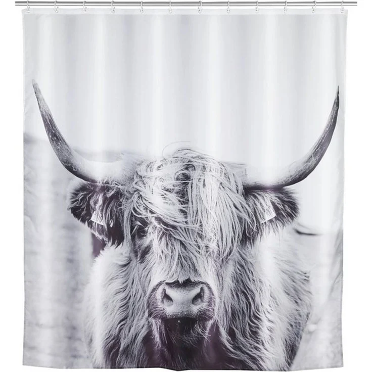 WENKO YAK Duschvorhang 180 x 200 cm, Weiß/Grau – Bild 2