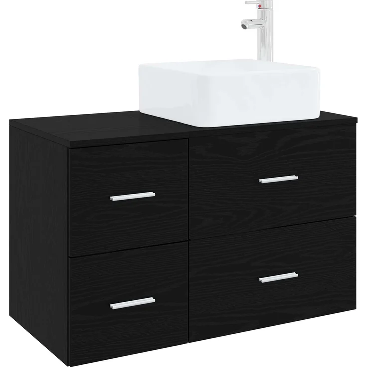 vidaXL Badezimmerschrank-Set 2 stk. Schwarz Eichen-Optik 3403961 – Bild 2