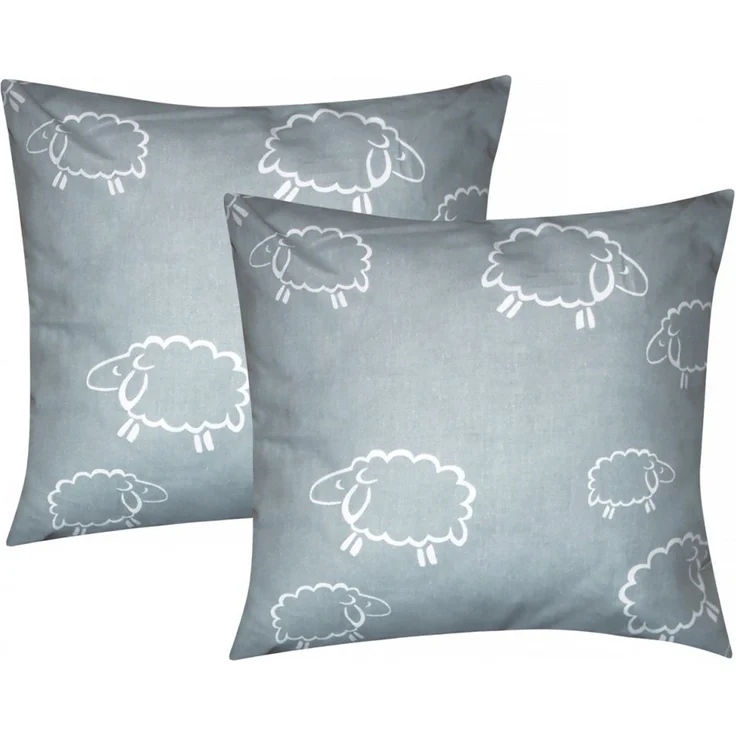 Heubergshop Kissenbezüge, (2 Stück), 2er Set 40x40 cm Schafe Grau Weiß Kissenhülle 100% Baumwolle (99/7) – Bild 3