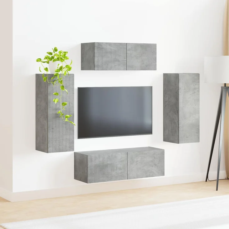 vidaXL TV-Schrankset 4 pcs Beton Grau Holzwerkstoff 3409162 – Bild 4