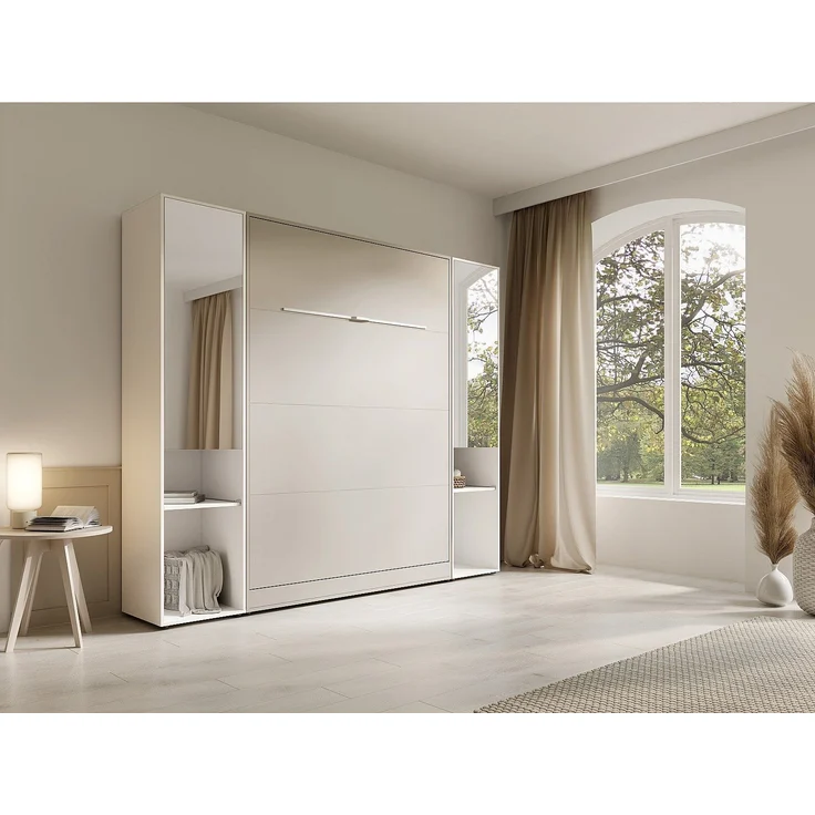 Vente-unique - RAPILI - Schrankbett - Metall - Beige, Weiß - 179 x 239.2 x 225.2 cm – Bild 3