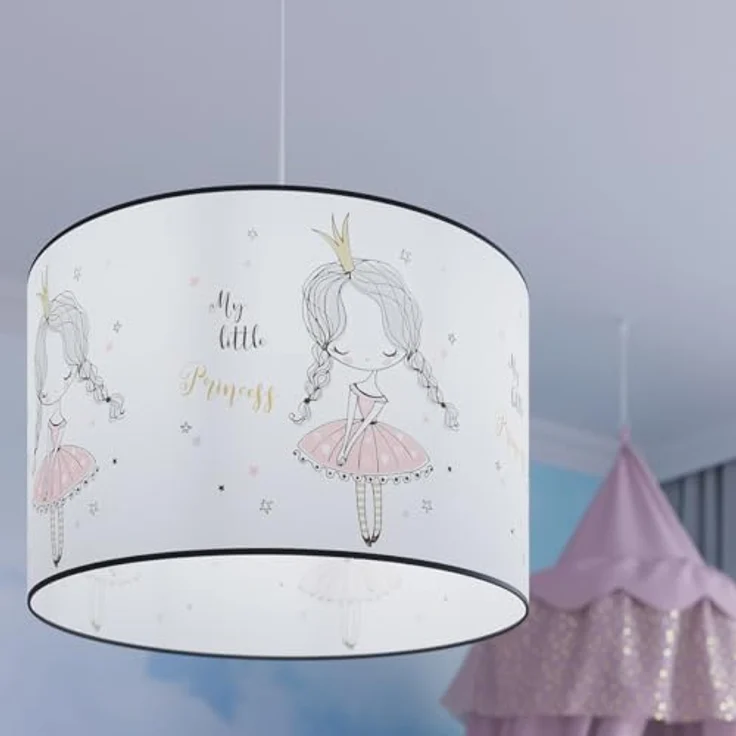 Sollux Lighting Pendelleuchte Princess 30, Kinderlampe mit Prinzessin-Motiv in Pink, 30 cm – Bild 10